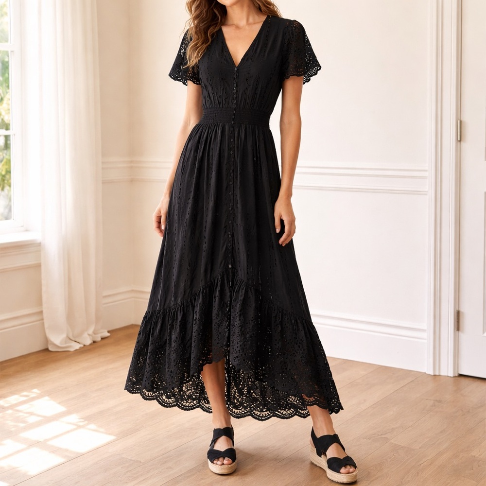 Young Fabulous & Broke Black Eyelet Maxi Dress